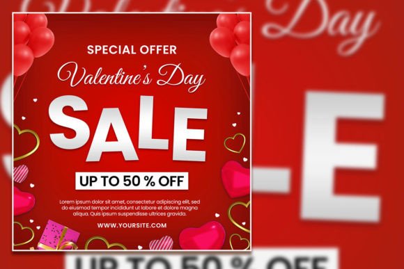 Design a Stunning Valentine's Day Sale Square Flyer
