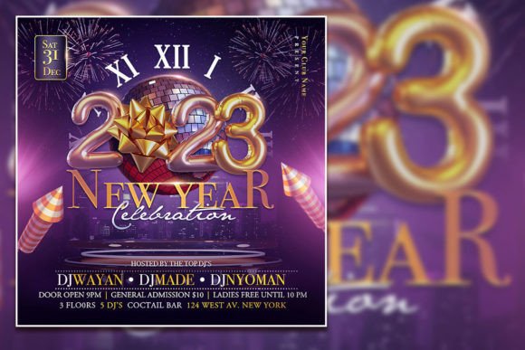 Design Your 2023 New Year Celebration Instagram Post & Flyer