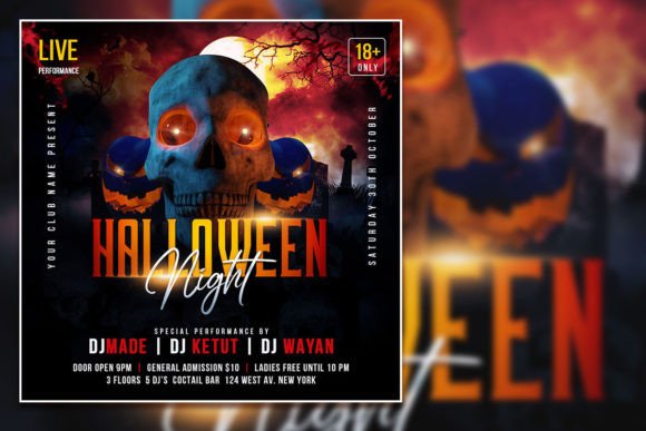 Instant Download Halloween Night Party Flyer Template