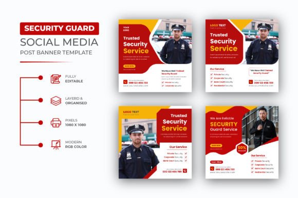 Professional Security Guard Social Media Post Design
