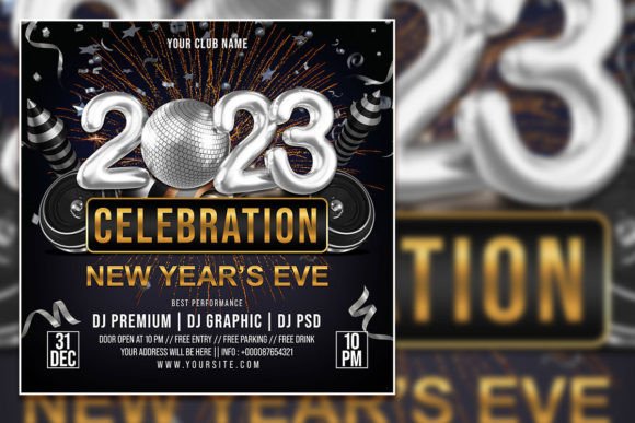 Spark Your 2023 New Year Celebration with This Editable Social Media Template