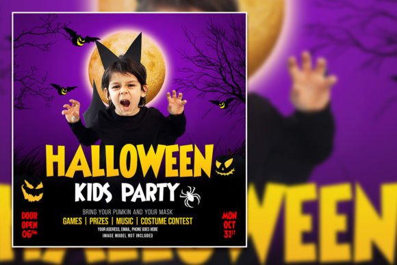 Spooky-Fun Halloween Kids Party Social Media Post Template