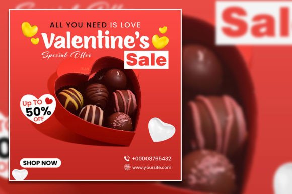 Valentine's Special Offer Square Flyer: A Template for Instant Romance